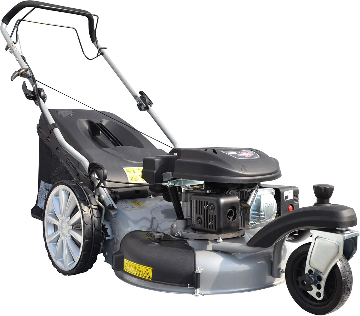GÜDE Premium Big Wheeler Trike 515 D Benzin Rasenmäher - 51 cm Schnittbreite mit 5,03 PS - Radantrieb und 4in1 Funktion - 65 L Fangkorb Schwarz Silber