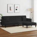 Sofagarnitur 2-teilig - Schwarzer Samt mit passenden Kissen - Moderne Sitzgruppe zum Entspannen - 220 x 84,5 x 69 cm für das Wohnzimmer