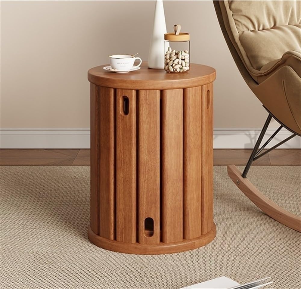 Stapelbare Rundhocker im 4er Set - Massivholz in Naturfarbe - Platzsparende Sitzmöbel im schlichten Design - 36 x 47 cm für Küche Schlaf und Wohnzimmer