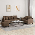 Sofagarnitur 3-teilig - Brauner Stoff im modernen Design - Couch Set zum Plaudern und Fernsehen - Hauptelement 198 x 80 x 77 cm
