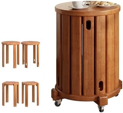 Stapelbare Holzhocker im 4er Set - Holzfarben und ohne Montage - Als Sitzhocker Couchtisch und Beistelltische nutzbar - Für Wohn und Schlafzimmer
