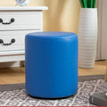 Runder Pouf aus PU Leder - 31 cm breit und 40 cm hoch - Blau und kratzfest als Fußstütze - Gästesitz für Wohnzimmer und Schreibtisch