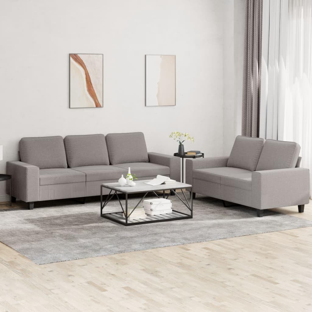 Zweiteilige Sofagarnitur aus Stoff - Taupe im modernen Design - Großzügiges Couch Set zum Entspannen - Für Wohnzimmer und Wohnlandschaft