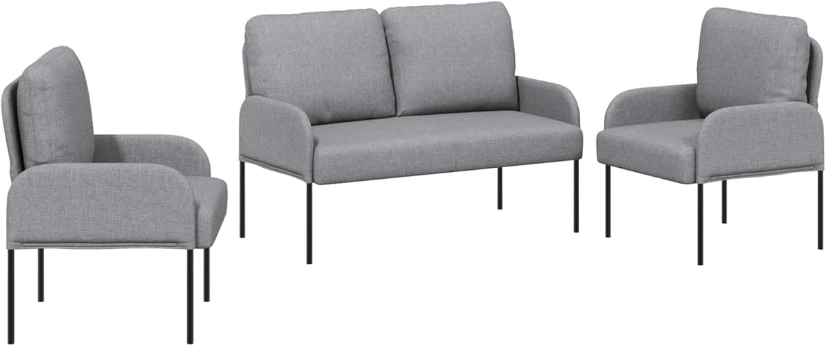 vidaXL Sofagarnitur 3-teilig - Hellgrau aus Sperrholz - Minimalistisches modernes Design - 115 x 56 x 80 cm für das Wohnzimmer