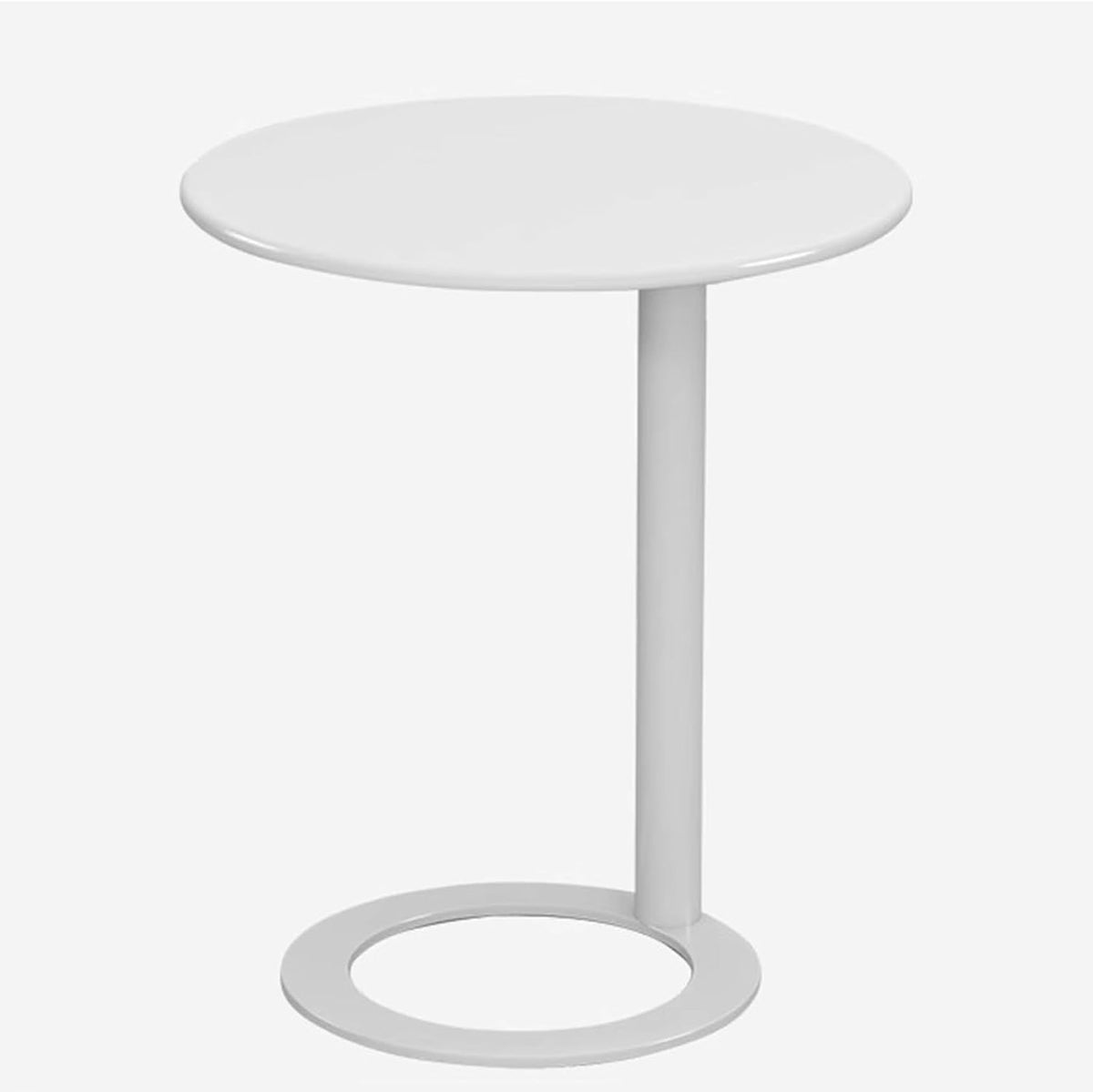 Runder C Form Beistelltisch - Weiße Ablage mit Podestsockel - Platzsparendes modernes Design - Für kleine Wohn und Schlafzimmer neben Sofa und Bett