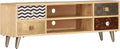 Leepesx TV Lowboard 120 cm - Fernsehschrank aus massivem Mangoholz - Rechteckiges TV Board und Phonomöbel - Für Wohnzimmer Schlafzimmer und Mediengeräte