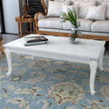 Couchtisch aus MDF - Hochglanz Weiß mit dekorativen Beinen - Rechteckiges modernes Design - 115 x 65 x 42 cm für das Wohnzimmer