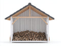 Kaminholzregal-Holz-260x92x235 cm-Weiß-Natur-Grau-Rustikales Design