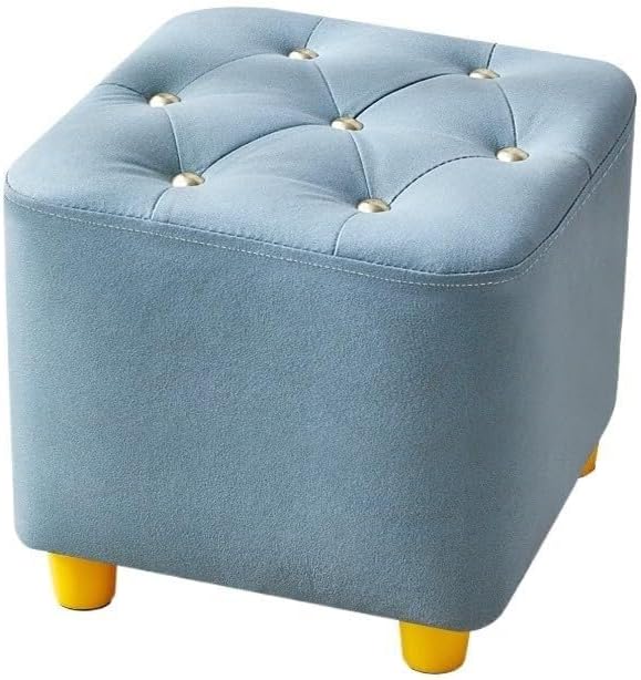 Gepolsterter Stoffhocker - Grün mit hochdichtem Schaumstoff - Metalldekoration im eleganten Design - 28 cm hoch für Zuhause und Büro
