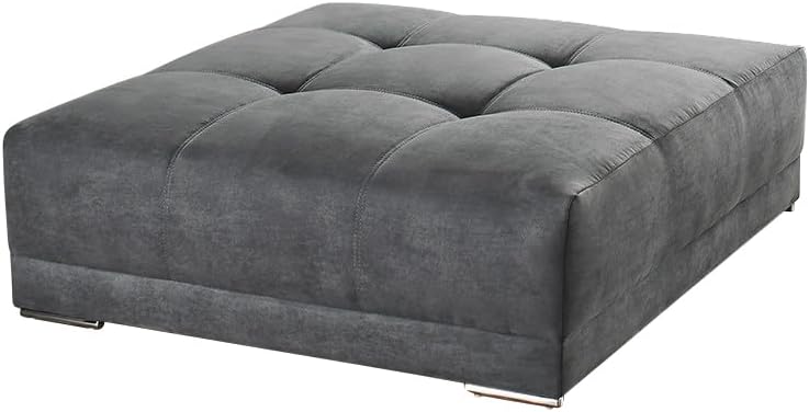 XXL Polsterhocker mit Federkern - 120 x 120 x 39 cm mit Holzrahmen - Grauer Textilbezug mit markanter Steppung - Passend zum Big Sofa 15114
