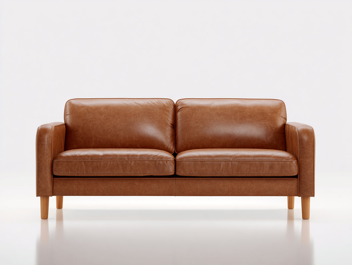 Zweisitzer Sofa - Leder - 178 x 84 x 81 cm - Braun - Modern