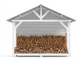 Kaminholzregal-Holz-268x87x215 cm-Weiß-Grau-Rustikales Design