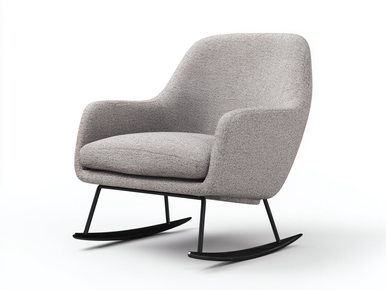 Schaukelstühle-Bouclé-Stoff-Metall-96x82x94 cm-Greige-Modern