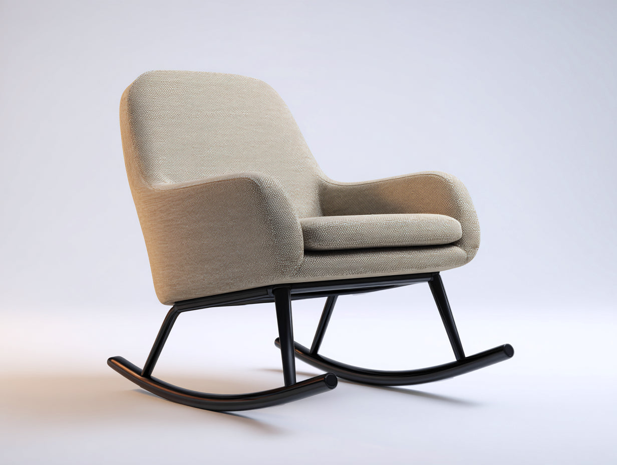 Schaukelstühle-Bouclé-Stoff-Metall-89x74x91 cm-Beige-Modern