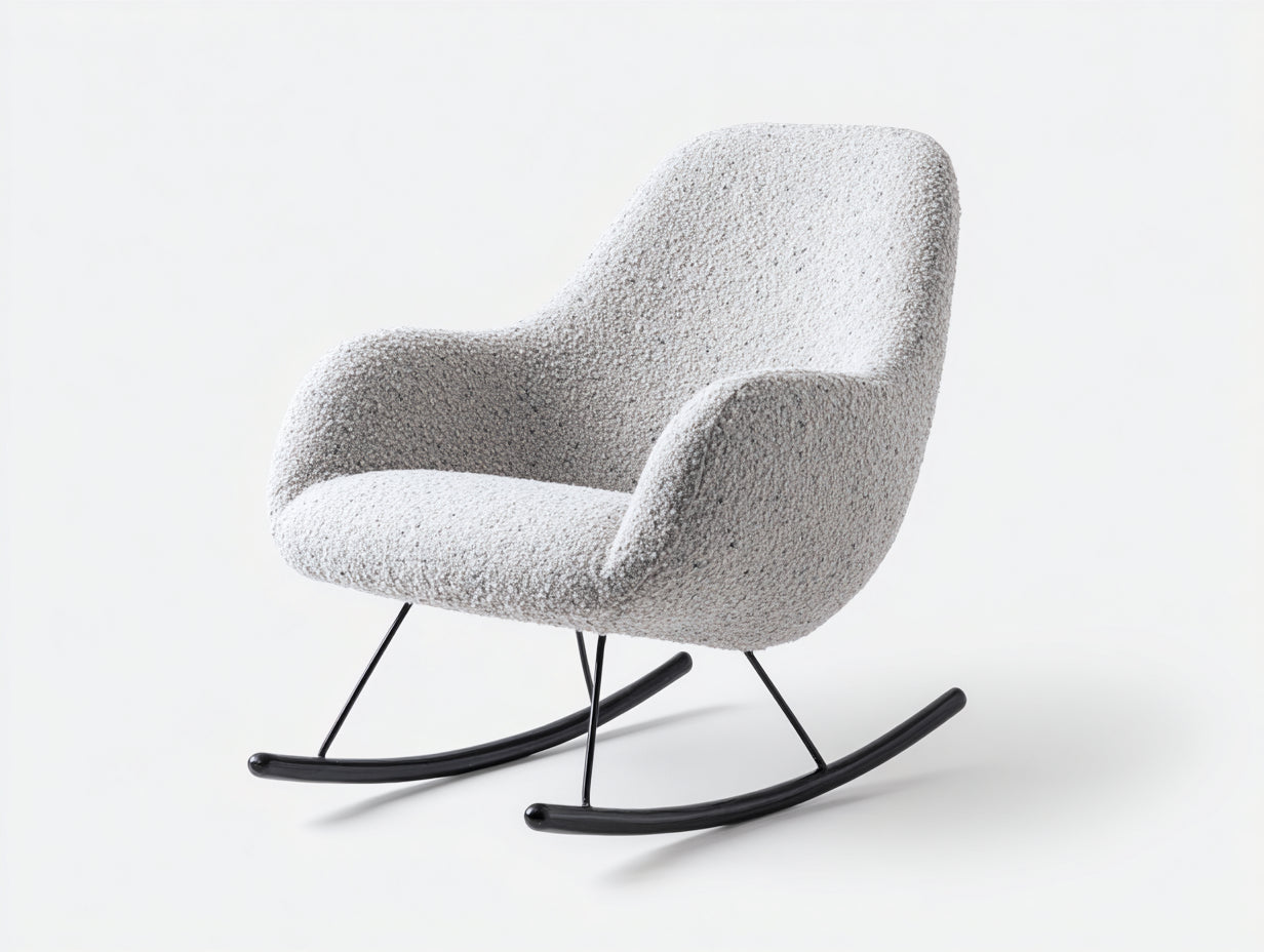 Schaukelstühle-Bouclé-Stoff-Metall-88x73x89 cm-Hellgrau-Minimalistisch