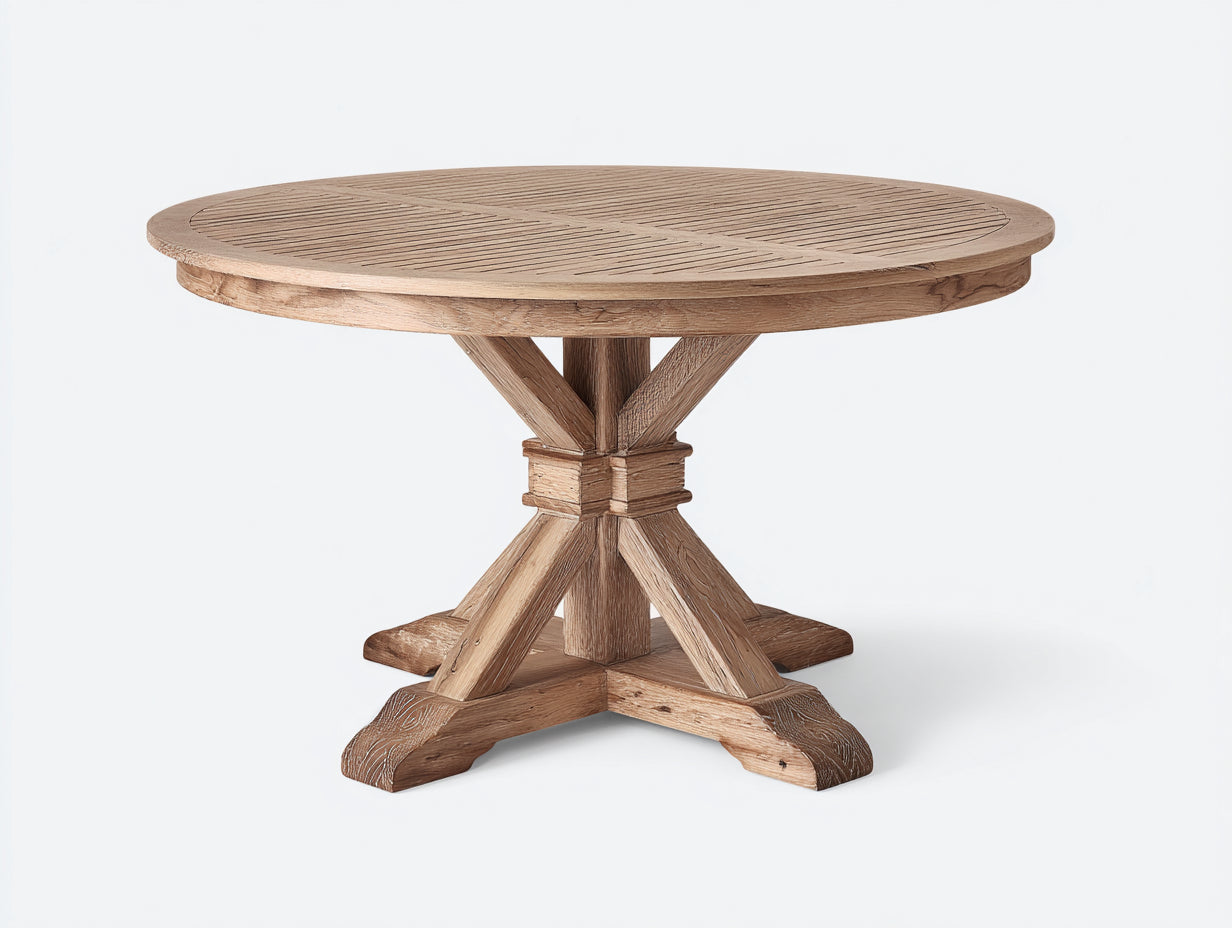 Gartentisch - Teakholz - 145x145x76 cm - Beige-Naturholz - rustikal