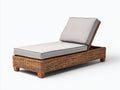 Sonnenliege - Rattan-Holz-Textil - 185 x 78 x 82 cm - Braun-Grau - Moderner Naturstil