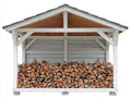 Kaminholzregal Holz 230x80x210 cm - Weiß-Grau - Überdachtes Großformat