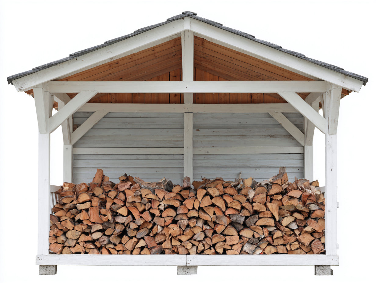 Kaminholzregal Holz 230x80x210 cm - Weiß-Grau - Überdachtes Großformat